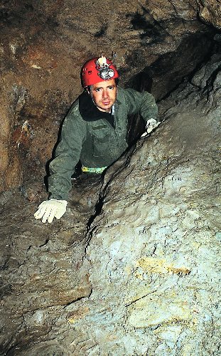 Etienne Guillou in the fluorite mine of Valzergues - France